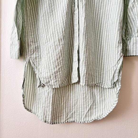 Anthropologie Striped Longline Button Down Tunic Shirt - Picture 6 of 8